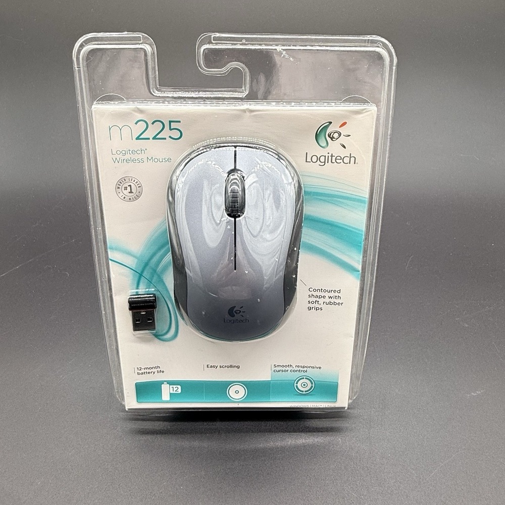 Logitech M225 Wireless Mouse Gray Nano Receiver New Sealed Vintage 2011